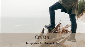  Presentation with stormy sea - Presentation design consisting of man-trekking-in-winter-standing background and a coral colored foreground