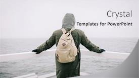  Presentation with stormy sea - Slides featuring man-trekking-in-winter background and a white colored foreground