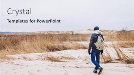  Presentation with trekking - Presentation enhanced with man-trekking-on-dunes background and a sky blue colored foreground