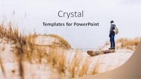  Presentation with trekking - Presentation theme consisting of man-trekking-on-dunes background and a sky blue colored foreground