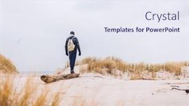  Presentation with trekking - Theme having man-trekking-on-dunes background and a sky blue colored foreground