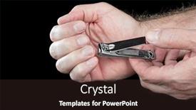  Presentation with metallic - Slide set enhanced with man-trims-his-fingernails-using background and a wine colored foreground