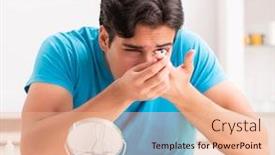  Presentation with contact lens - Audience pleasing PPT theme consisting of man-trying-contact-lenses backdrop and a lemonade colored foreground