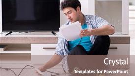  Presentation with black people trying to cross a broken bridge for peace - PPT theme consisting of man trying to fix broken background and a coral colored foreground