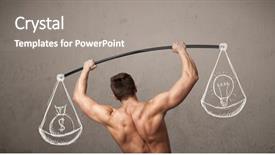  Presentation with strong - Colorful PPT theme enhanced with man trying to get balance backdrop and a gray colored foreground