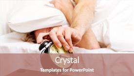  Presentation with sleep - Slides featuring man trying to sleep when alarm clock ringing background and a coral colored foreground