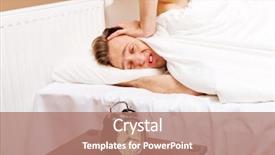 Presentation with sleep - Beautiful PPT theme featuring man trying to sleep when alarm clock ringing backdrop and a coral colored foreground