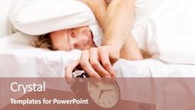  Presentation with sleep - Presentation theme featuring man trying to sleep when alarm clock ringing background and a coral colored foreground