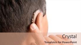  Presentation with hearing - Amazing presentation design having man turning on hearing aid backdrop and a coral colored foreground