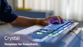  Presentation with keyboard - Presentation design enhanced with man-type-on-esport-keyboard background and a ocean colored foreground