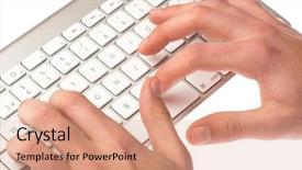  Presentation with keyboard - PPT layouts featuring man typing on a keyboard background and a coral colored foreground