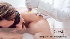  Presentation with treatment - PPT theme having man-under-treatment background and a coral colored foreground