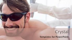  Presentation with treatment - Beautiful PPT theme featuring man-under-treatment backdrop and a coral colored foreground