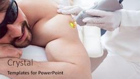  Presentation with treatment - Colorful PPT theme enhanced with man-under-treatment backdrop and a coral colored foreground