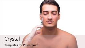  Presentation with plastic surgery - PPT layouts consisting of man-undergoing-plastic-surgery-isolated background and a soft green colored foreground
