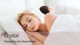  Presentation with sleep health - Presentation design enhanced with man unhappy - people health sleep disorder concept background and a coral colored foreground