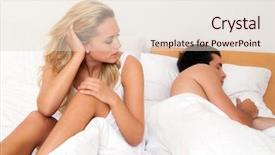  Presentation with divorce - Theme consisting of man unhappy - young couple in bed having background and a lemonade colored foreground