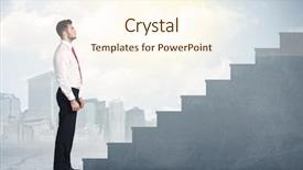  Presentation with climbing - Audience pleasing slides consisting of man up - businessman climbing up a concrete backdrop and a cream colored foreground