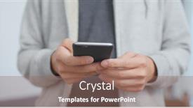  Presentation with mobile use - Slide deck consisting of man-use-of-mobile-phone background and a  colored foreground