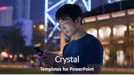  Presentation with mobile use - PPT layouts featuring man use of mobile phone background and a navy blue colored foreground