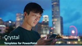  Presentation with mobile use - Slide deck featuring man-use-of-mobile-phone background and a navy blue colored foreground