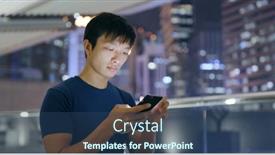  Presentation with smart city - Colorful slide set enhanced with man use of smart phone in city at night backdrop and a ocean colored foreground