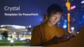  Presentation with smart - PPT theme featuring man-use-of-smart-phone background and a navy blue colored foreground