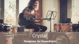  Presentation with teach - Colorful theme enhanced with man-use-tablet-to-teach backdrop and a gray colored foreground