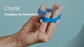  Presentation with band - Presentation theme consisting of man-uses-a-blue-elastic background and a light blue colored foreground