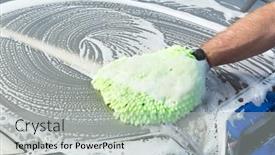  Presentation with car wash - PPT theme consisting of man-uses-a-soft-green background and a light gray colored foreground