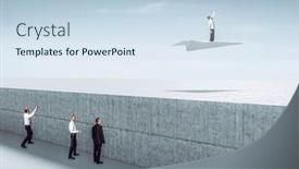  Presentation with problem solution - PPT theme with man-uses-an-unconventional-strategy background and a sky blue colored foreground