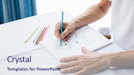  Presentation with at home senior care - Theme enhanced with man using a colouring book background and a sky blue colored foreground