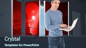  Presentation with man door - Amazing presentation theme having man using a laptop against door opening in dark room to show sky backdrop and a tawny brown colored foreground