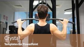  Presentation with machine - Beautiful theme featuring man-using-a-lat-machine backdrop and a coral colored foreground