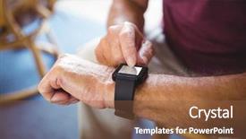  Presentation with senior smart home - Audience pleasing slide set consisting of man using a smart watch backdrop and a tawny brown colored foreground
