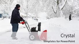  Presentation with object detection using deep neural networks - Audience pleasing PPT theme consisting of man using a snow blower backdrop and a white colored foreground