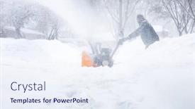  Presentation with clear - Beautiful slide deck featuring man-using-a-snowblower backdrop and a sky blue colored foreground
