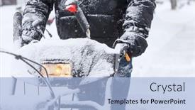  Presentation with clear - Slide set featuring man-using-a-snowblower background and a light blue colored foreground