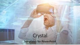  Presentation with water environment - Audience pleasing PPT theme consisting of man using a virtual backdrop and a light gray colored foreground