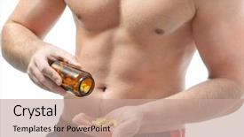  Presentation with sports supplement - Slides enhanced with man using bodybuilding dietary supplement background and a coral colored foreground