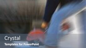  Presentation with zoom - Amazing presentation having man using cutting machine on flagstones zoom filter used backdrop and a ocean colored foreground