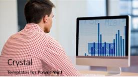  Presentation with displaying - Presentation theme with man using desktop computer displaying background and a lemonade colored foreground