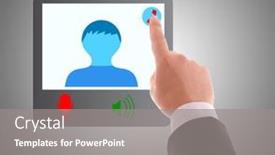  Presentation with connecting - PPT theme having man-using-digital-interface background and a gray colored foreground