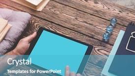  Presentation with ipad - Presentation having man using digital tablet computer background and a teal colored foreground