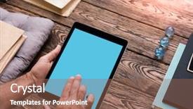  Presentation with ipad - Beautiful presentation theme featuring man using digital tablet computer backdrop and a  colored foreground