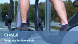  Presentation with trainer - PPT theme enhanced with man using elliptical trainer in gym background and a ocean colored foreground