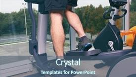  Presentation with trainer - Beautiful PPT theme featuring man using elliptical trainer backdrop and a ocean colored foreground
