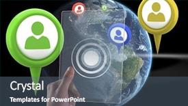  Presentation with using digital tablet - Presentation theme with man using glass digital tablet background and a ocean colored foreground