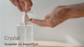  Presentation with hand sanitizer - Slide deck having man-using-hand-sanitizer-alcohol background and a light gray colored foreground