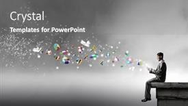  Presentation with mobile application - Cool new PPT theme with man-using-his-mobile-application backdrop and a gray colored foreground